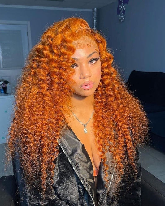 Ginger Curly Deep Wave Lace Frontal Wig