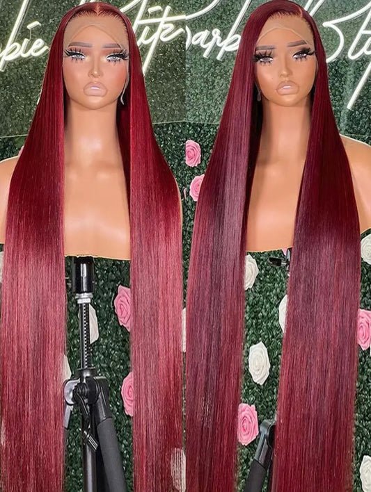 Burgundy Straight Hair Lace Frontal Wig