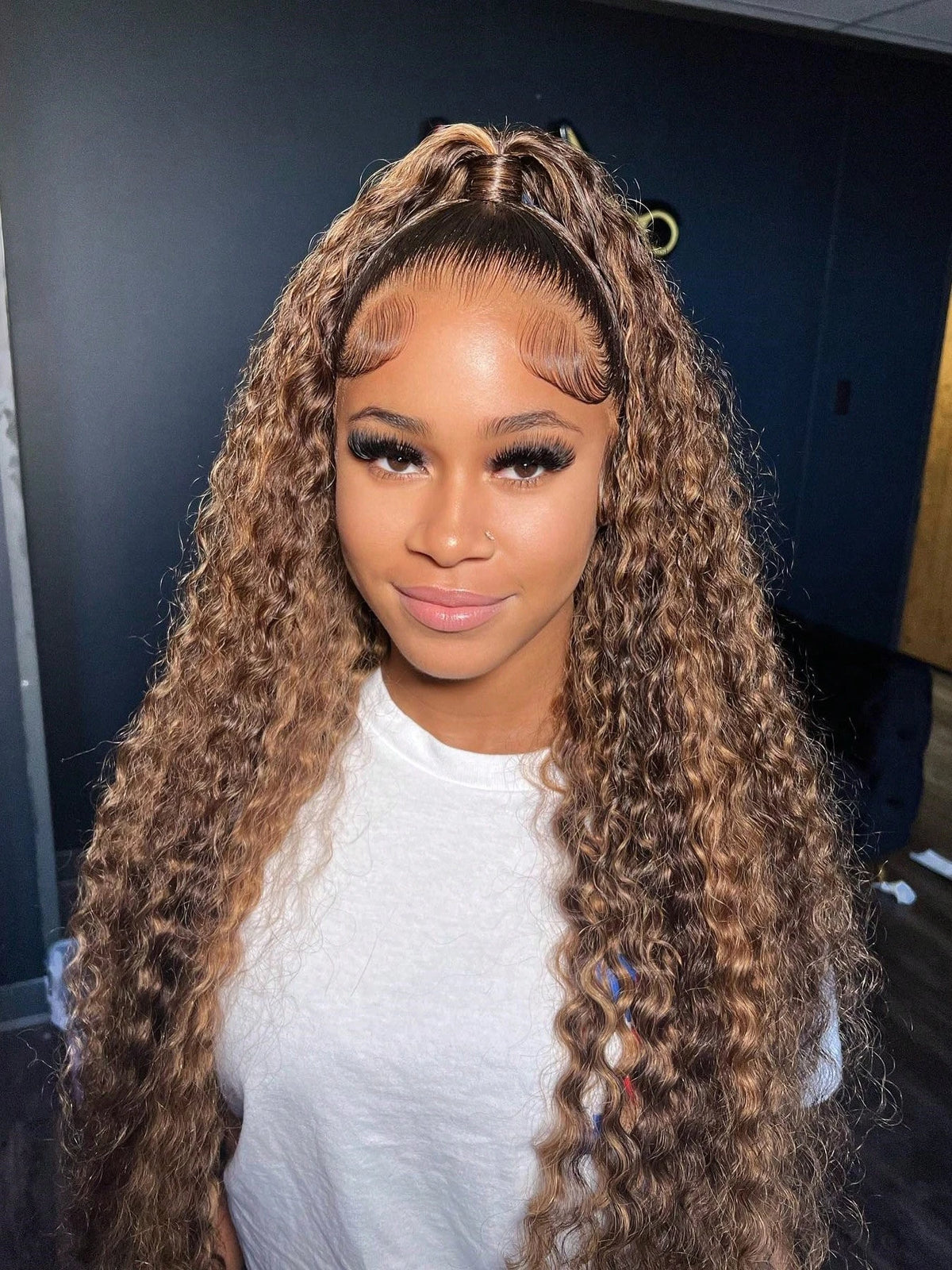 Highlights Brown Loose Deep Wave Lace Frontal Wig