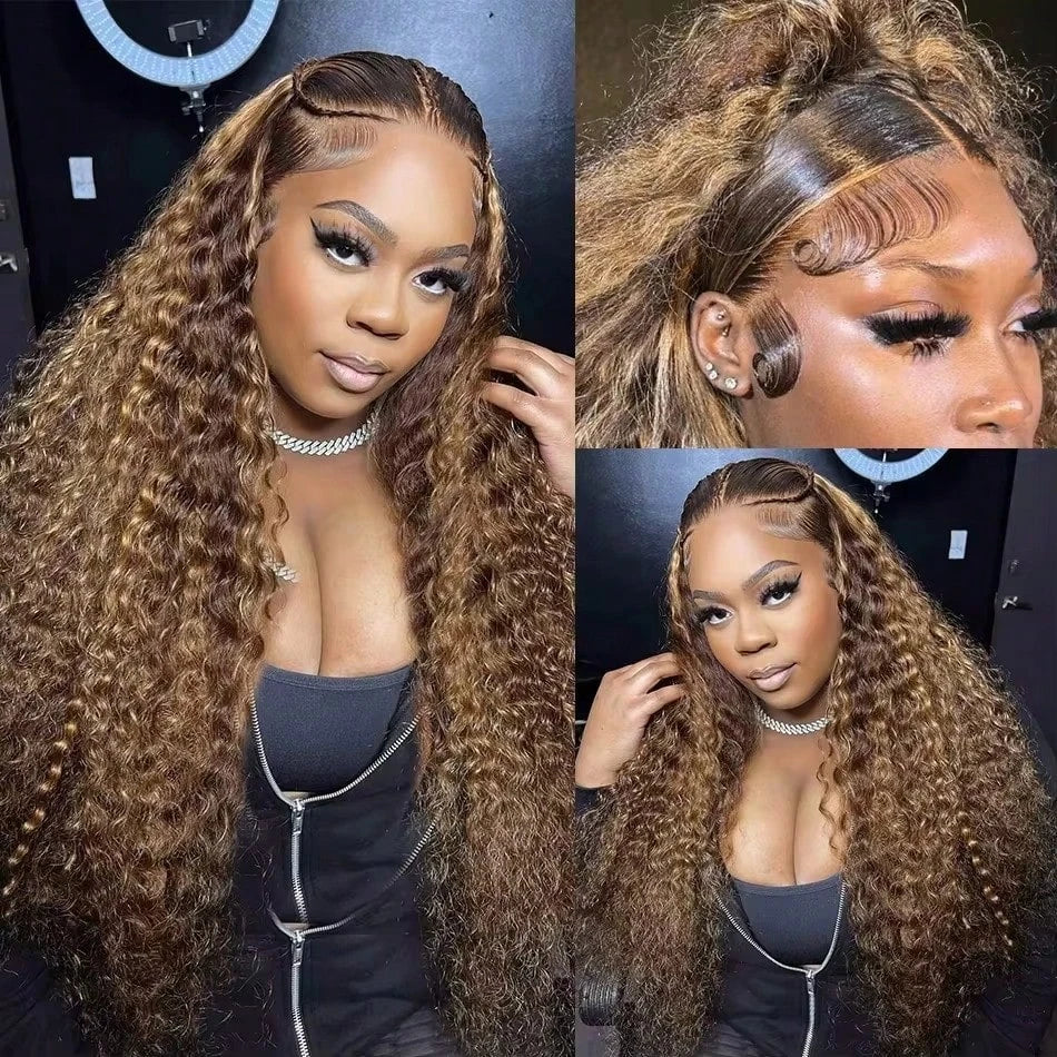 Highlights Brown Loose Deep Wave Lace Frontal Wig