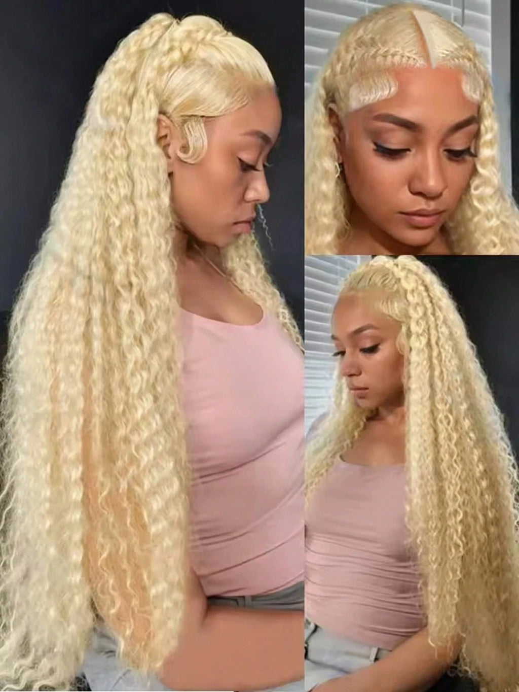 Blonde Loose Deep Wave Curly Lace Frontal Wig