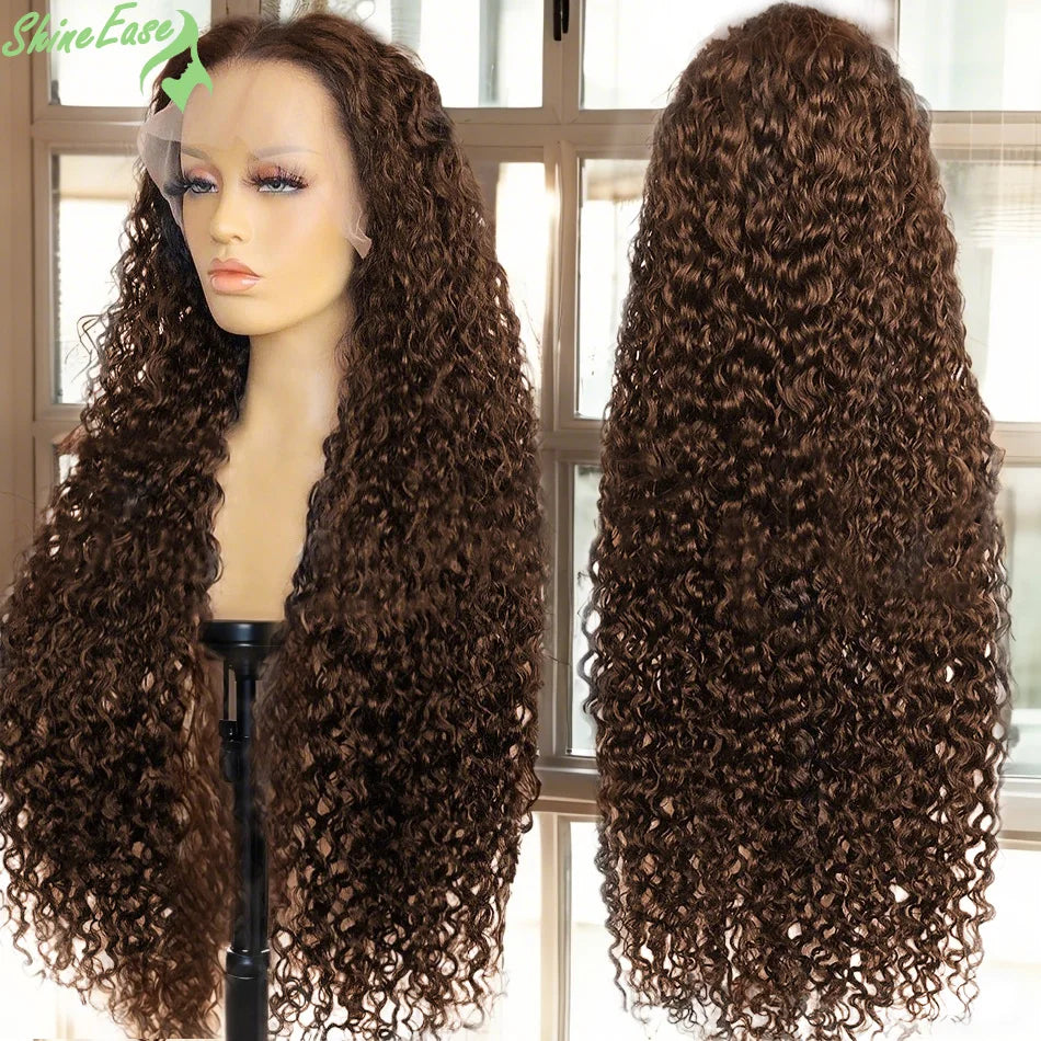 Chocolate Brown Deep Wave Human Hair Lace Frontal Wig