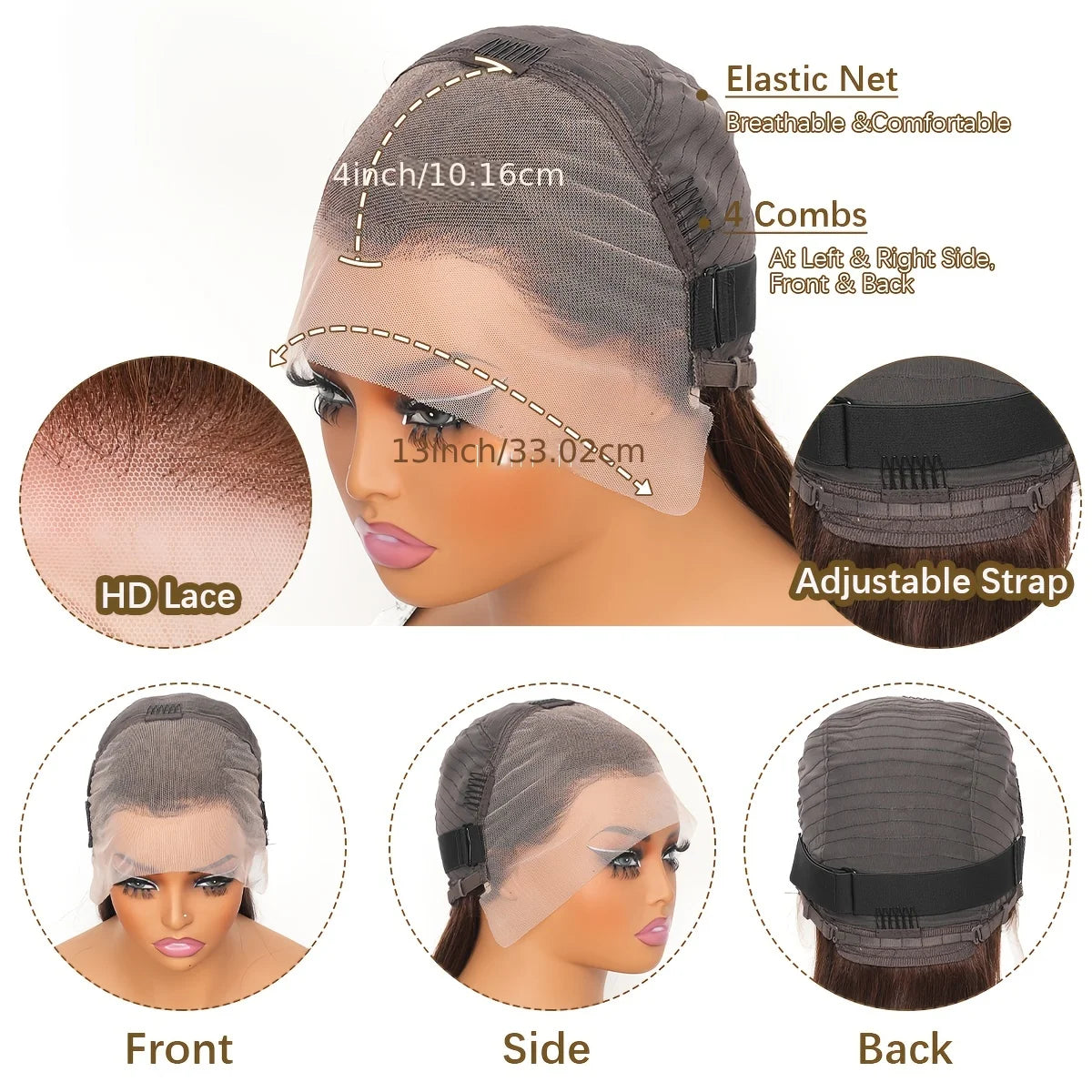 Chocolate Brown Deep Curly Lace Frontal Wig