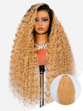 Black Roots Blonde Ombre Loose Wavy Human Hair 30 Inch 13x5 Lace Frontal Wig