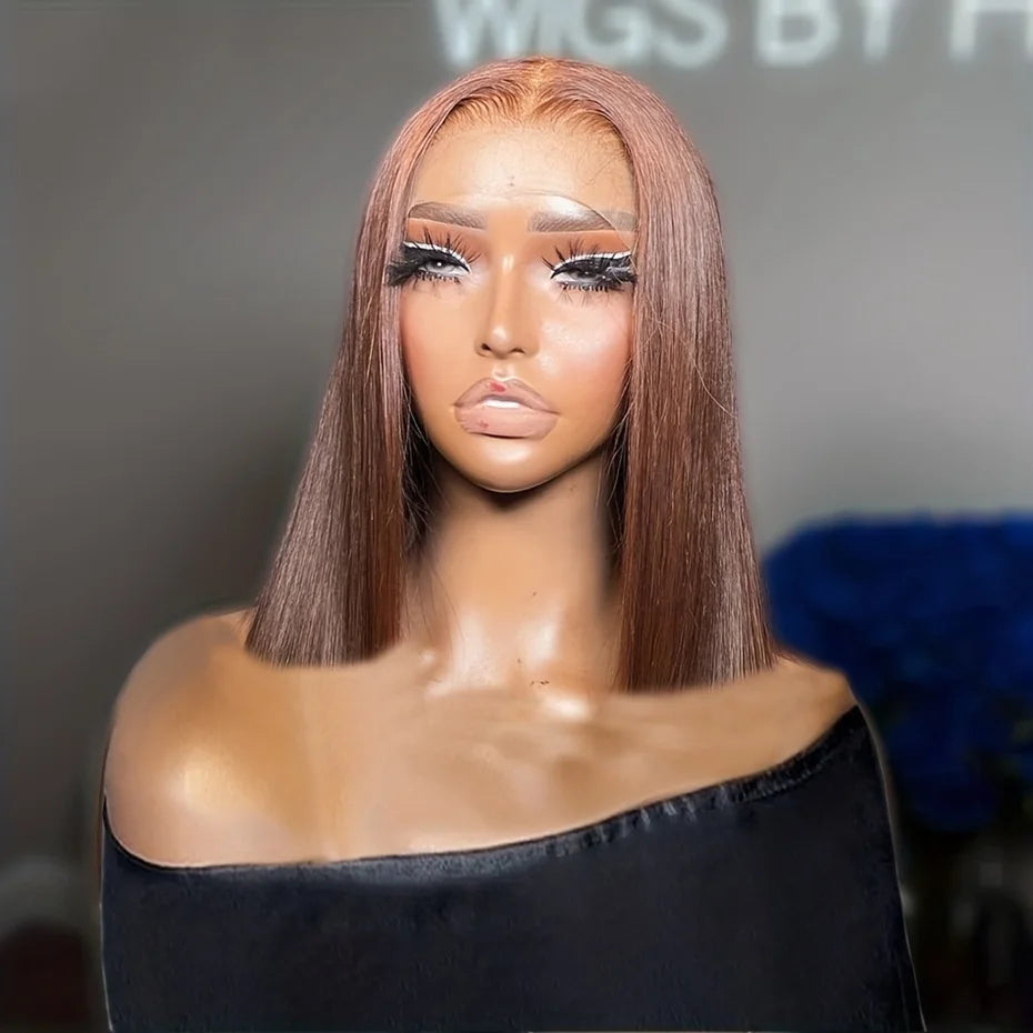 Brown Bob Lace Frontal Wig 18 Inch