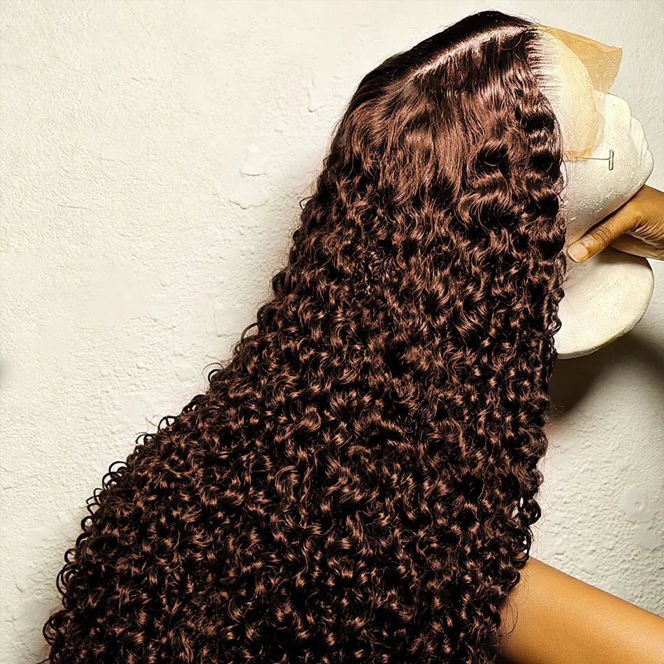 Chocolate Brown Deep Wave Human Hair Lace Frontal Wig
