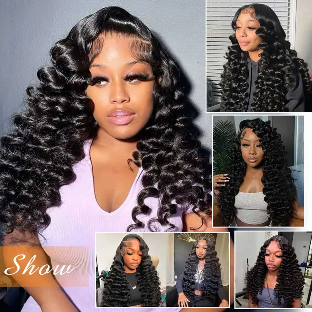 Curly Deep Wave Pre Plucked Water Wave Lace Frontal Wig