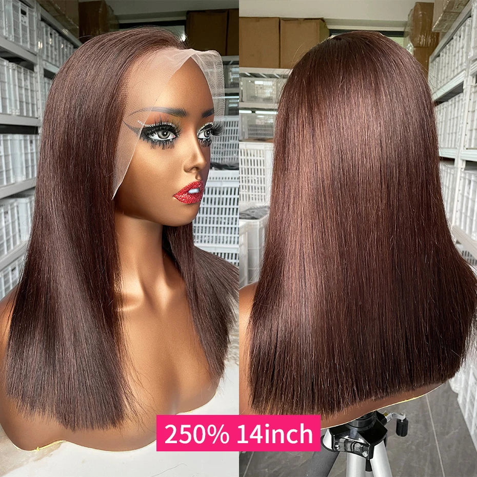 Brown Bob Lace Frontal Wig 18 Inch
