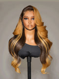 Amber Cocoa Highlights Body Wave 13x6 Lace Frontal Wig