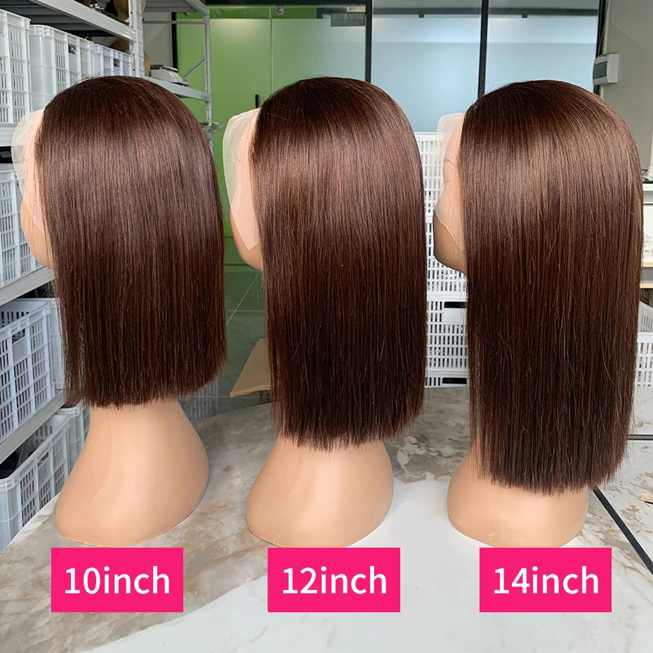 Brown Bob Lace Frontal Wig 18 Inch