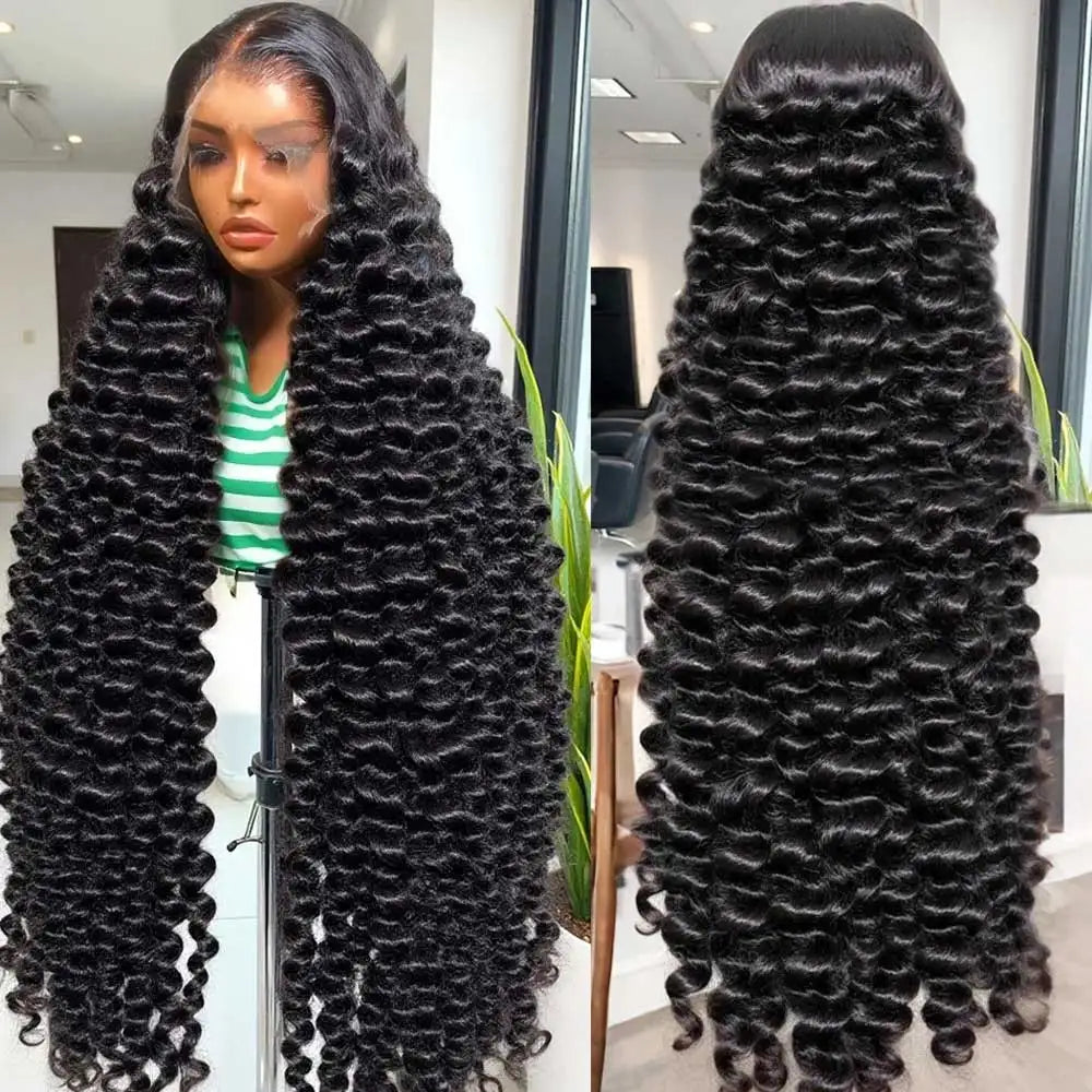 Curly Deep Wave Pre Plucked Water Wave Lace Frontal Wig