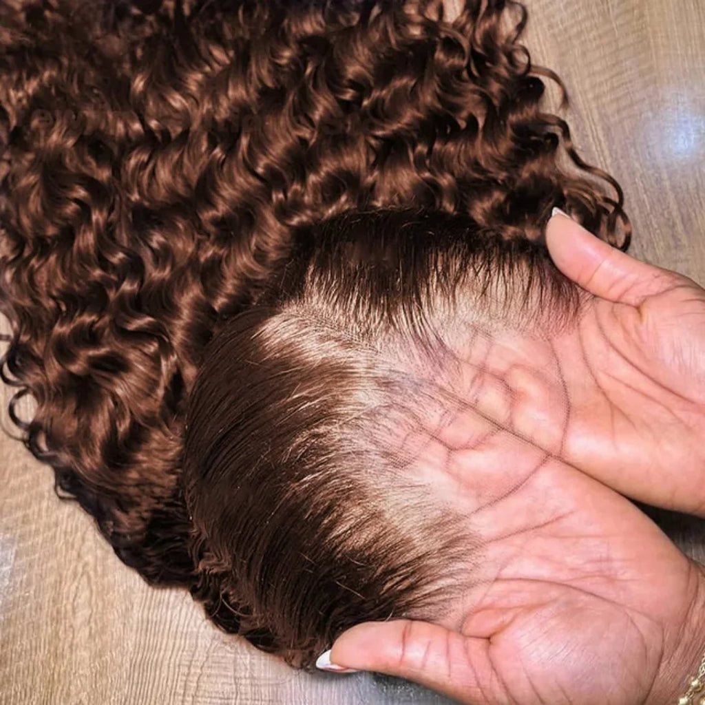 Chocolate Brown Deep Curly Lace Frontal Wig