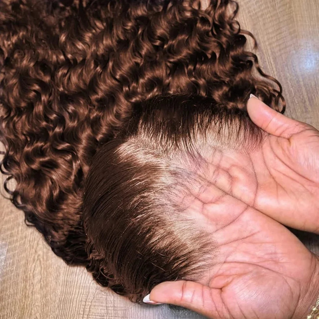 Chocolate Brown Deep Curly Lace Frontal Wig
