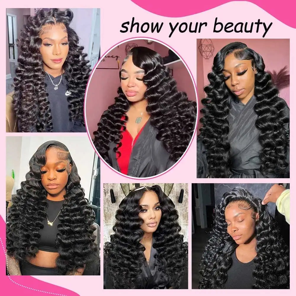 Curly Deep Wave Pre Plucked Water Wave Lace Frontal Wig