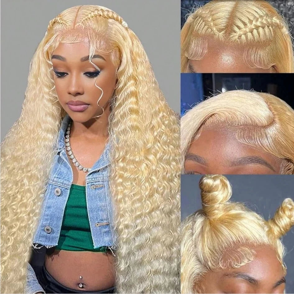 Blonde Loose Deep Wave Curly Lace Frontal Wig