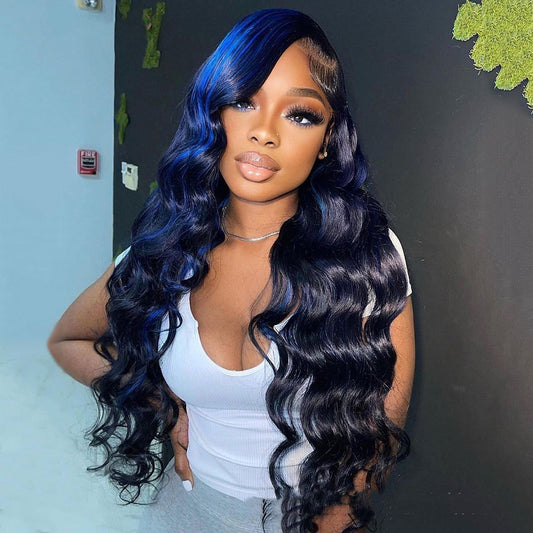 Blue Highlights Body Wave Lace Wig
